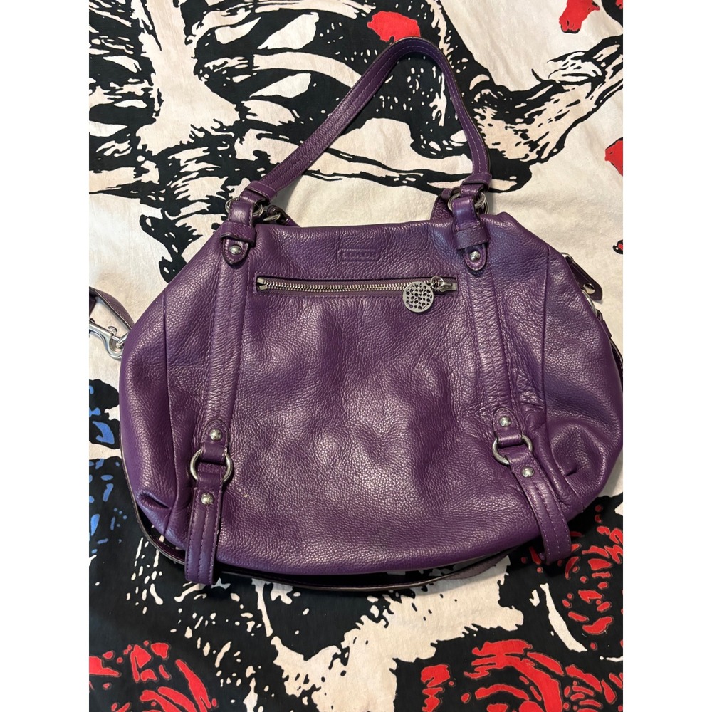 Coach Madison Sophia Purple Pebbled Leather Satchel Bag F17559